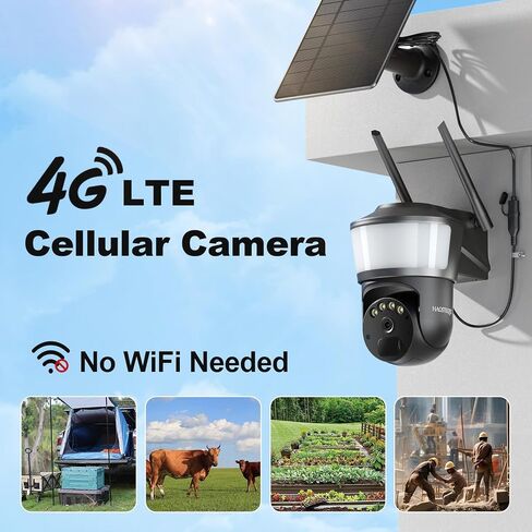 كاميرا مراقبة خلوية 4G خارجية، بطاقة SIM مدمجة (رسوم البيانات الشهرية ضرورية)، 2K PTZ، رؤية ليلية ملونة، كشف حركة PIR وتنبيهات صفارات الإنذار in Saudi Arabia
