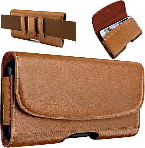 Case for Large iPhone Plus, Pro Max 16 15 14 13 12 11 Xs, Samsung Galaxy S25+ S24+ S23+ S22+ S21+, Cell Phone Belt Holster Clip, ID Card Holder Pouch, Fits Otterbox Case - Black in Kuwait