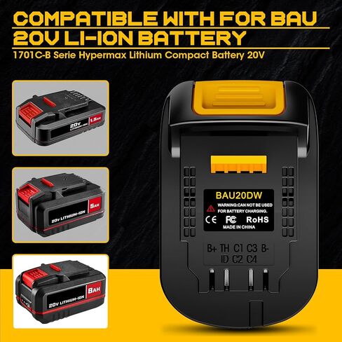 Adapter for Dewalt 20V Cordless Tools,for Bauer 20V Hyper Max Lithium Battery Convert to Replace for Dewalt 20V MAX Battery,Work for DEWALT 20V MAX Cordless Drill/Impact Driver Cordless Tool in Kuwait