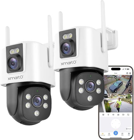 Xmarto [WiFi 6 Camera عديدًا ثنائيًا] 2-in-1 HD WIFI Home Securirty Camera مع تتبع AI ، تكبير الإمالة عمومًا ، نطاق مزدوج 5G/ 2.4G ، إعداد Bluetooth Easy (كاميرا مستقلة مع LAN-LINK ، 2 حزمة) in Saudi Arabia