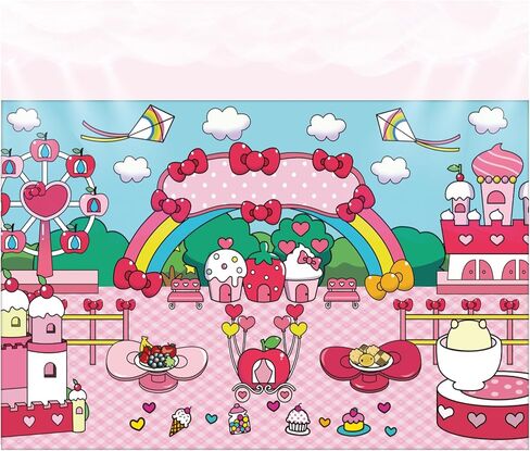 Pink Bow tie Backdrop Birthday Decorations, Anime Hello Cat Birthday Party Banner for Kids and Girls Kid Party Theme Supplies in Saudi Arabia