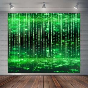 7x5ft Virtual Digital Photo Background Green Digital Code Photography Background Boys Birthday Party Cake Table Decorations Photo Props TAYBDJ480