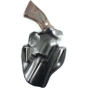 DeSantis Thumb Break Scabbard OWB Holster - Leather Right Hand Gun Holster, Adjustable Belt Holster, Compatible with Colt Python 3"", Ruger GP100 3"", S&W L Frame 2 1/2""-3"" - Right Hand Draw, Black-