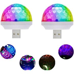 USB Mini Disco Lights, Stage DJ Lights,Boolian, Magic Ball Lights, Stage Lights, USB Port Power, Birthday Party Christmas Family KTV Wedding Show bar car Interior Decoration Good Choice (2-pcs)