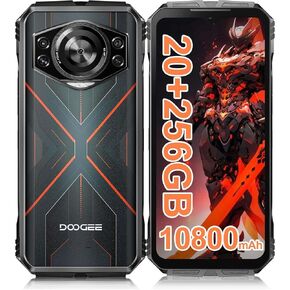 DOOGEE S Cyber Rugged Smartphone, Android 14, 10800mAh Battery Rugged Phone, 20GB RAM +256GB ROM, Expandable to 1TB, 6.58" FHD+ IPS, 50MP AI Camera, Dual SIM 4G, Face Unlock, NFC, OTG(Sliver)