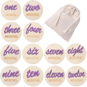 6Pcs 3D Monthly Milestone Cards, Double-Sided Wooden First Year Milestone Signs, Baby Monthly Announcement Sign, Newborn Photography Props to Document Baby's Growth