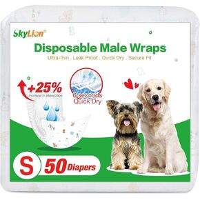 Dog Diapers Male Disposable Super Absorbent, 100 Count, Male Dog Wraps Leak Proof, Ultra Dry & Breathable, Medium