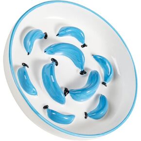 Ceramic Cat Slow Feeder Bowl - Pastel Series Slow Feeding Cat Bowls - Cute Maze Cat Food Plate for Healthy Eating - Fun Cat Puzzle Feeder Dish - Dishwasher Safe - 6.3''W x 1.2''H - 7 OZ - Ivory White