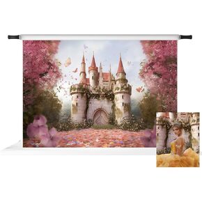 Kate 10x8ft Pink Castle Backdrop for Photography Floral Garden Little Princess Photo Background Photo Studio Props