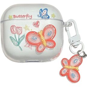 Compatible with AirPods 4th Generation(2024 Release),Cute Cartoon Clear Candy Color Design Headphone Case for Airpods 4 with Keychain for Ladies Girls (Rabbit)