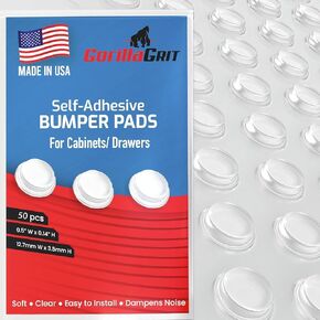 Pack of 100 Cabinet Door Bumpers - 1/2" Diameter Clear Adhesive Pads for Drawers, Glass Tops, Cutting Boards, Picture Frames, Small Furniture