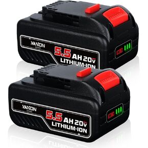 VANON 5.5Ah 20 Volt DCB200 Replacement for Dewalt 20V Max Battery Lithium Ion Compatible with Dewalt Bateria DCB200 DCB204 DCB206 DCB201 DCB203 DCB181 DCB180 20V DCD/DCF/DCG/DCS Series 1 Pack