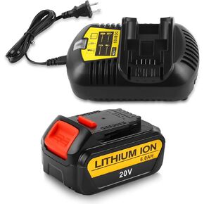 20V 6.0Ah Replacement Battery Compatible with Dewalt 20V MAX Lithium-Ion Battery DCB201 DCB203 DCB204 DCB205 DCB206 DCB207 DCB200 DCB180 for Dewalt 20 Volt DCD/DCF/DCG Series Cordless Power Tools