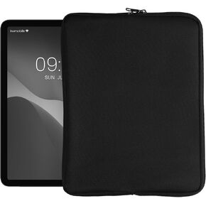 kwmobile Universal Fabric Tablet Sleeve - Soft Fabric with Zippered Closure - Full Practical Protection for Your Tablet - Black