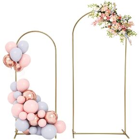 Metal Arch Backdrop Stand and Balloon Arch Cover Spandex Fitted Arch Background Chiara Round Top Backdrop Stand Cover for Birthday Party Baby Shower Decorations (6Ft,6.6Ft)