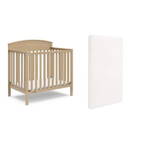 Graco Benton 4-in-1 Convertible Mini Crib with Bonus Mattress (White) – Includes Bonus 2.50-Inch-Thick Mattress with Water-Resistant Cover, Twin Bed with Headboard and Footboard