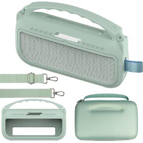 Silicone Cover and Hard Travel Case for Bose SoundLink Flex Bluetooth Portable Speaker, Accessories Case Cover for Bose SoundLink Flex Speaker with Shoulder Strap (Case only) (Sandstone Case)