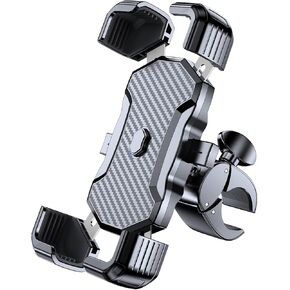 Miracase Motorcycle Phone Mount, One Touch Release and Lock Bike Phone Holder, Bicycle Scooter Handlebar Phone Mount Holder, Bike Phone Mount Compatible with iPhone Google Samsung