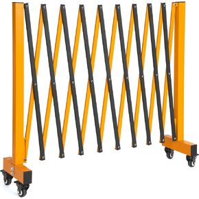 16FT Industrial Expandable Barricade Folding Security Gate with Wheels,Retractable Driveway Gate with Alloy Fence (16FT)