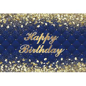 Renaiss 7x5ft Happy Birthday Backdrop Banner for Photoshoot Portrait Gold Diamonds Green Photography Background for Men Women 30th 40th 50th 60th 70th 80th Bday Party Decor Glitter Photo Booth Prop