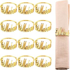 12 Set Eid Napkin Rings Ramadan Kareem Letter Metal Napkin Holder Ramadan Napkin Rings Alphabet Napkin Buckles Muslim Table Decor for Eid Ramadan Party Islamic Holiday Wedding (Gold)