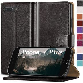 for iPhone 7 Plus/8 Plus 5.5" Phone case[RFID Blocking Leather],[3 Credit Card Slot] Flip Folio Book Shockproof Protector,Holder Stand Cases,Women Men for Apple 7 8 Plus Wallet Cover,Wine Red