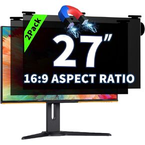 2 Pack Magnetic Hanging Computer Privacy Screen 27 Inch for 16:9 Widescreen Monitor, Removable Privacy Screen Anti Glare Blue Light Computer Screen Privacy Shield, Anti-Scratch 27 in Protector Film