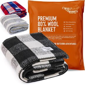 Woolly Mammoth Merino Wool Blanket - Large 66" x 90", 4LBS Camp Blanket | Throw for The Cabin, Cold Weather, Emergency, Dog Camping Gear, Hiking, Survival, Army, Outside, Outdoors – Hunter Green
