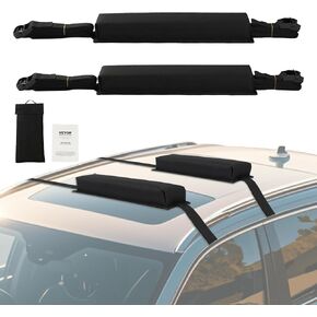 VEVOR Soft Roof Rack Pads, 28" Universal Car Roof Rack Pads for Various Crossbars, 88LBS Load Capacity Luggage Kayak Carrier with 2 Tie Down Straps & Velcros for SUPs Canoes Snowboards Paddle Boards