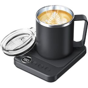 Coffee Mug Warmer & Mug Set for Desk, Electric 36W Coffee Cup Warmer with Auto Shut Off/Timer. Smart Cup Mug Heater with 16oz Cup for Heating Coffee in Home/Office, Coffee, Black