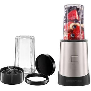 Chefman Cordless Portable Blender for Smoothies and Shakes, BPA-Free 16 oz Blending Jar w/Stainless-Steel Blades, USB-C Rechargeable with Color-Changing LEDs, Dishwasher-Safe Accessories - Black