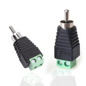 Phono RCA Male Plug to AV Screw Terminal Audio Video Connector Speaker Wire to RCA Adapter (2 Pack- RCA Male Plug)