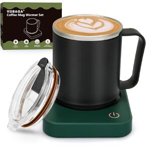 مجموعة VOBAGA لتدفئة قدح القهوة مع إيقاف تلقائي، تأتي مع كوب قهوة 15 أونصة، 3 إعدادات لدرجة الحرارة لأكواب القهوة وتدفئة الشموع المحمولة لملحقات مكتب المنزل والمكتب in Kuwait