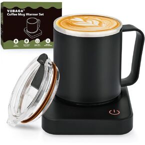 VOBAGA Coffee Mug Warmer Set with Auto Shut Off, Come with 15 oz Coffee Mug, 3 Temperature Setting Coffee Cup Warmer & Portable Candle Warmer for Home Office Desk Accessories