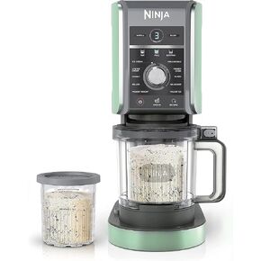 Ninja NC501 CREAMi Deluxe 11-in-1 Ice Cream & Frozen Treat Maker with 2 XL Family Size Pint Containers, Aqua (Renewed)