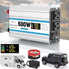 1000 Watt Power Inverter for Vehicle RV Truck, 2000W Peak Car Inverter with LED Display/100A Battery Cable/Cigarette Lighter/18W USB&36W USB-C Fast Charger,DC to AC Converter Inverter 12V to 110V/120V