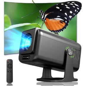 Smart Projector 4K 1080P with Built in Apps, 500 ANSI WiFi 6 Bluetooth 5.0 Portable Outdoor Projector, Auto Keystone, Low Blue Light, Works with Gaming Consoles/Phones/Streaming Apps (Black)