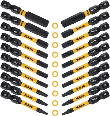 (53Pcs) Impact Hex Head Allen Wrench Bit Set, Hex-Shank S2 Alloy Steel Hex Bits Kit With Anti-slip Drill Bit Extender And Magnetic/Demagnetization Circle For Woodworking, Electrical Accessories in Kuwait