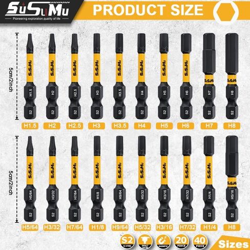 (53Pcs) Impact Hex Head Allen Wrench Bit Set, Hex-Shank S2 Alloy Steel Hex Bits Kit With Anti-slip Drill Bit Extender And Magnetic/Demagnetization Circle For Woodworking, Electrical Accessories in Kuwait