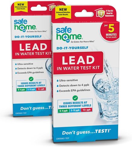 Safe Home® DIY Lead in Drinking Water Test Kit – at Home Testing for Lead in City Water or Well Water – Detection to 5ppb – 10 Minute Test – Single Pack in Kuwait