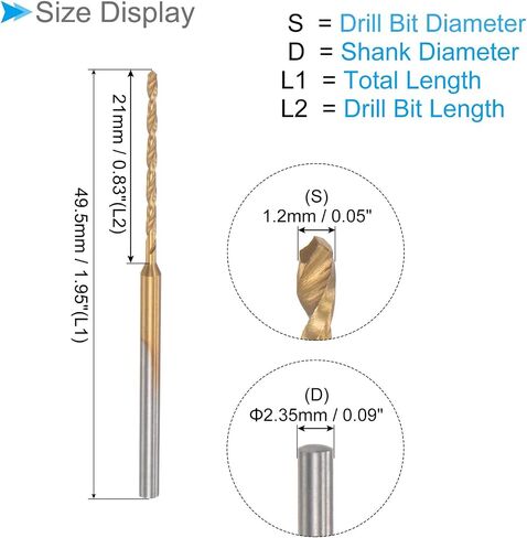 Mini Drill Bit, 1.8mm Drill Diameter 2.35mm Shank Diameter, Titanium Coated Micro Engraving Drill Bit - (Applications: for Plastic and Woodwork), 6-Pieces in Saudi Arabia