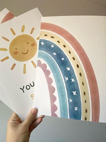 Lets Read Lets Play Rainbow Set of 3 Unframed Poster Prints, Girls Boys Nursery Wall Art Home Decor, Playroom Bedroom Polka Dot Pastel (8x10) in Saudi Arabia