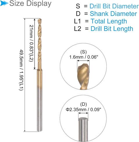 Mini Drill Bit, 1.8mm Drill Diameter 2.35mm Shank Diameter, Titanium Coated Micro Engraving Drill Bit - (Applications: for Plastic and Woodwork), 6-Pieces in Saudi Arabia