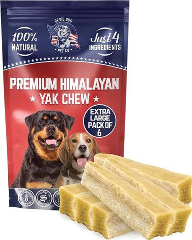 Devil Dog Pet Co. Himalayan Yak Cheese Dog Chews, Large - 3 Pack, 100% Natural & Healthy, Lactose-Free, Long-Lasting Dog Treats, Premium Yak Milk Chew Bones for Dogs in Saudi Arabia