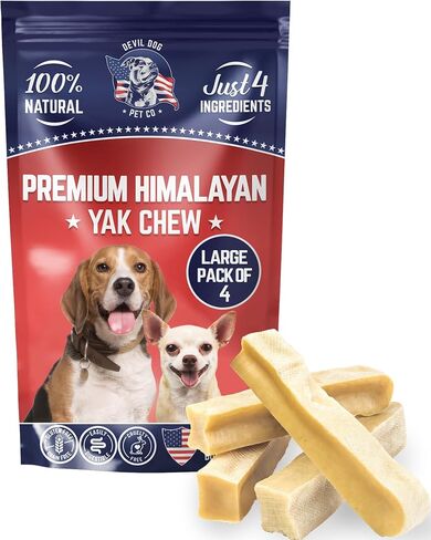 Devil Dog Pet Co. Himalayan Yak Cheese Dog Chews, Large - 3 Pack, 100% Natural & Healthy, Lactose-Free, Long-Lasting Dog Treats, Premium Yak Milk Chew Bones for Dogs in Saudi Arabia