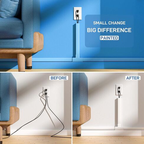 Delamu TV Cord Hider, Cord Covers for 3-4 Wires on Wall, Large Cable Hider Cable Management, Easy Set up Wire Hiders Wire Covers for Cords on Wall, TV Cables Cover Raceway, 6X W1.18 H0.67in, White in Saudi Arabia