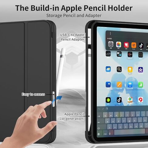 للحصول على iPad 10th Generation Case 10.9 بوصة 2022 مع حامل قلم رصاص ، و Smart Trifold Stand DASE مع غطاء خلفي TPU الناعم ، ومعرف الدعم للمس ، والاستيقاظ التلقائي ، والرمادي ، الرمادي in Kuwait