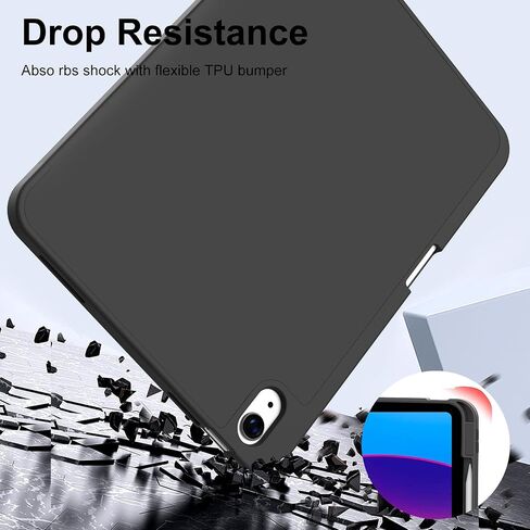 للحصول على iPad 10th Generation Case 10.9 بوصة 2022 مع حامل قلم رصاص ، و Smart Trifold Stand DASE مع غطاء خلفي TPU الناعم ، ومعرف الدعم للمس ، والاستيقاظ التلقائي ، والرمادي ، الرمادي in Kuwait