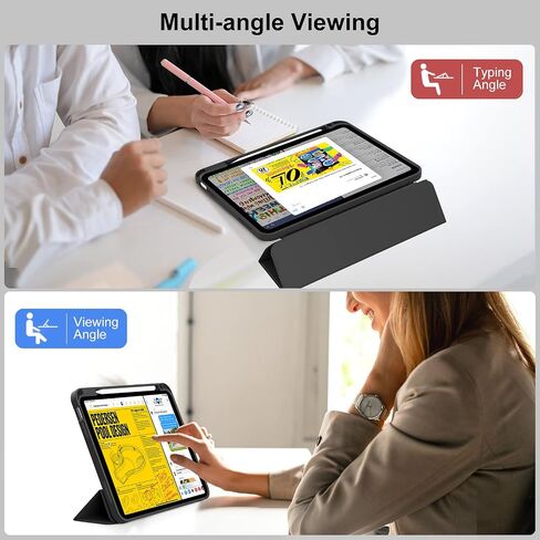للحصول على iPad 10th Generation Case 10.9 بوصة 2022 مع حامل قلم رصاص ، و Smart Trifold Stand DASE مع غطاء خلفي TPU الناعم ، ومعرف الدعم للمس ، والاستيقاظ التلقائي ، والرمادي ، الرمادي in Kuwait