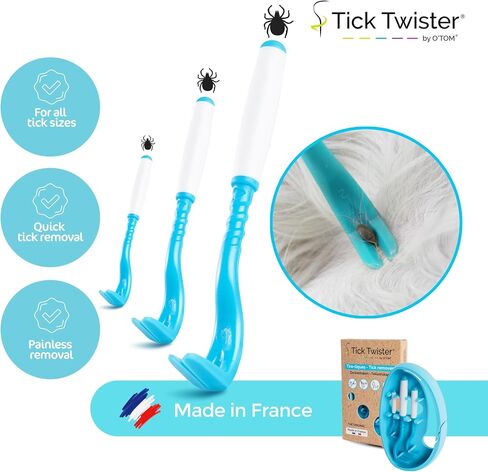 Tick Remover for Dogs and Human - Made in France - Tick Puller for Humans and Dogs - 3 Different Sizes - Dog Tick Removal Tool - Also for All Other Pets - Tick Nipper in in Saudi Arabia